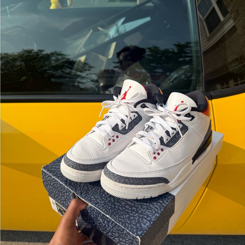 Air Jordan 3’s Denim Fire Red